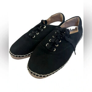 VIONIC black suede Sandy Espadrille Laced Flats women’s size 9 comfort shoe